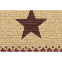 Thumbnail for Burgundy Red Primitive Jute Braided Rug Rect Stencil Stars 27