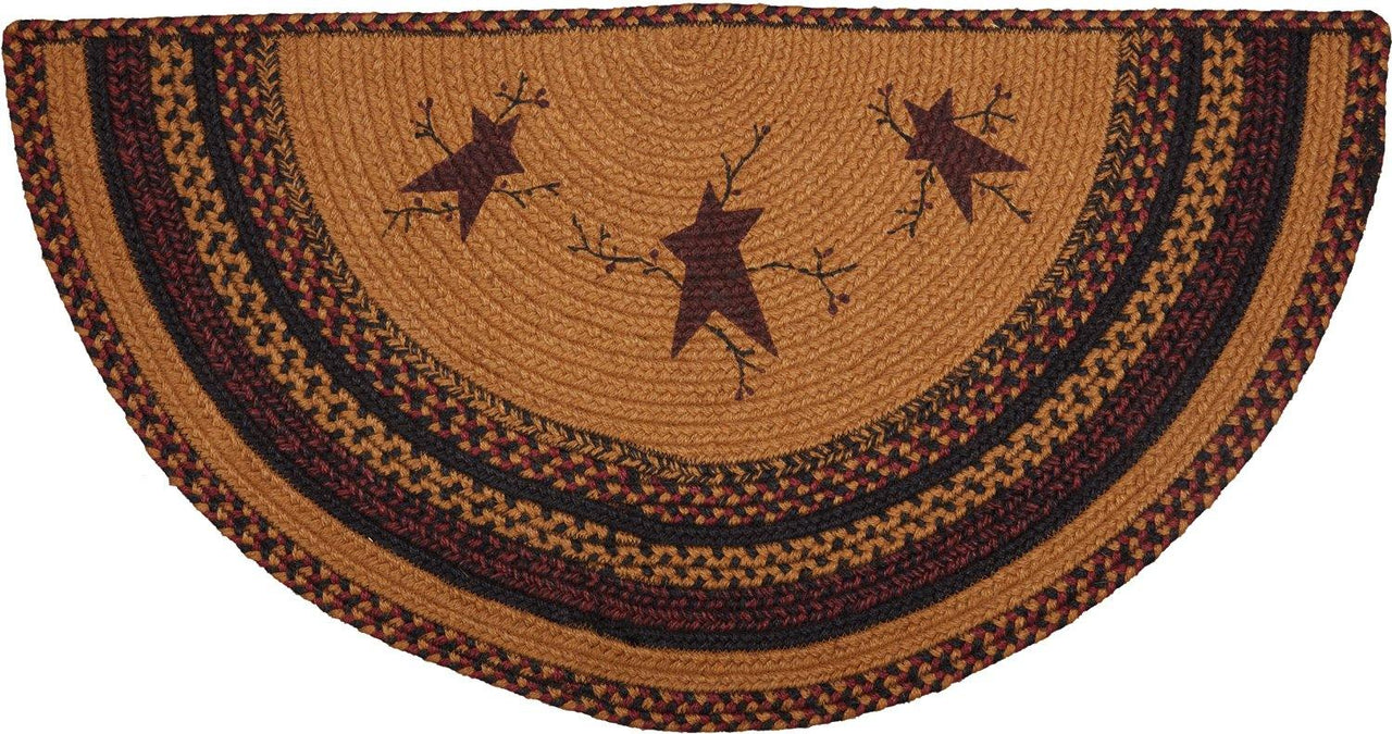 Heritage Farms Star and Pip Jute Braided Rug Half Circle 16.5"x33" with Rug Pad VHC Brands - The Fox Decor