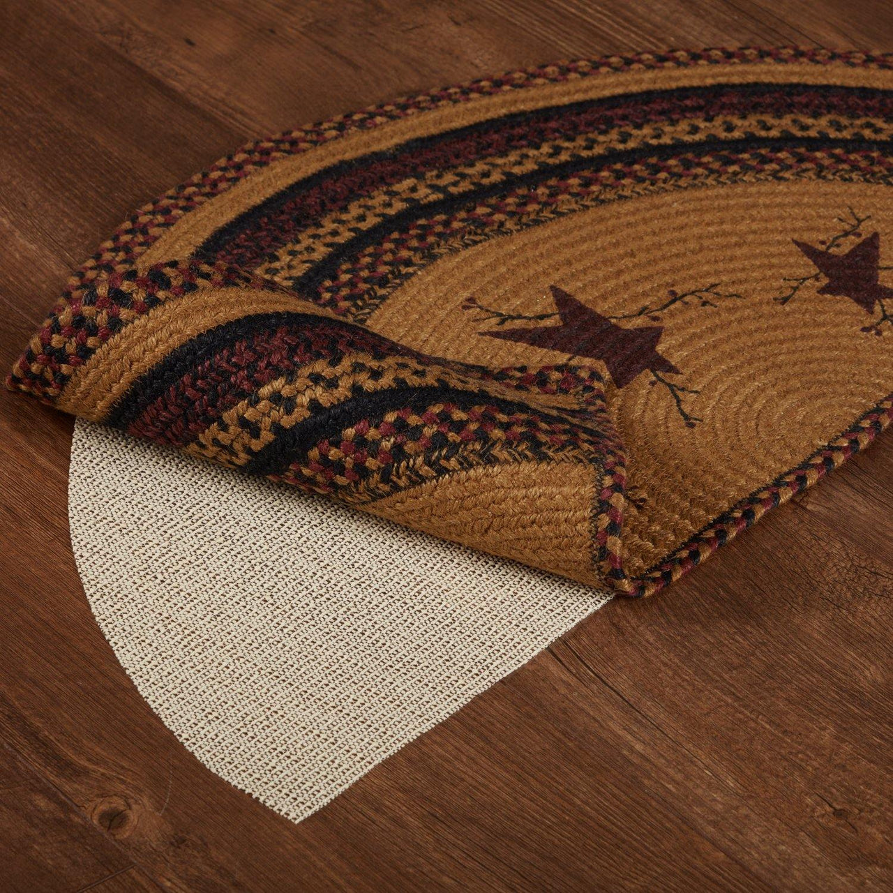 Heritage Farms Star and Pip Jute Braided Rug Half Circle 16.5"x33" with Rug Pad VHC Brands - The Fox Decor