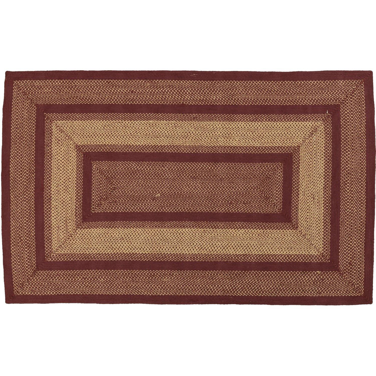 Burgundy Red Primitive Jute Braided Rug Rect 5'x8' with Rug Pad VHC Brands - The Fox Decor