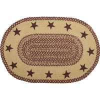 Thumbnail for Burgundy Tan Jute Braided Rug Oval Stencil Stars 20