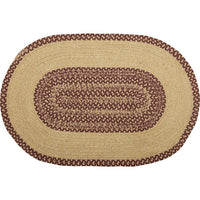 Thumbnail for Burgundy Tan Jute Braided Rug Oval Stencil Stars 20