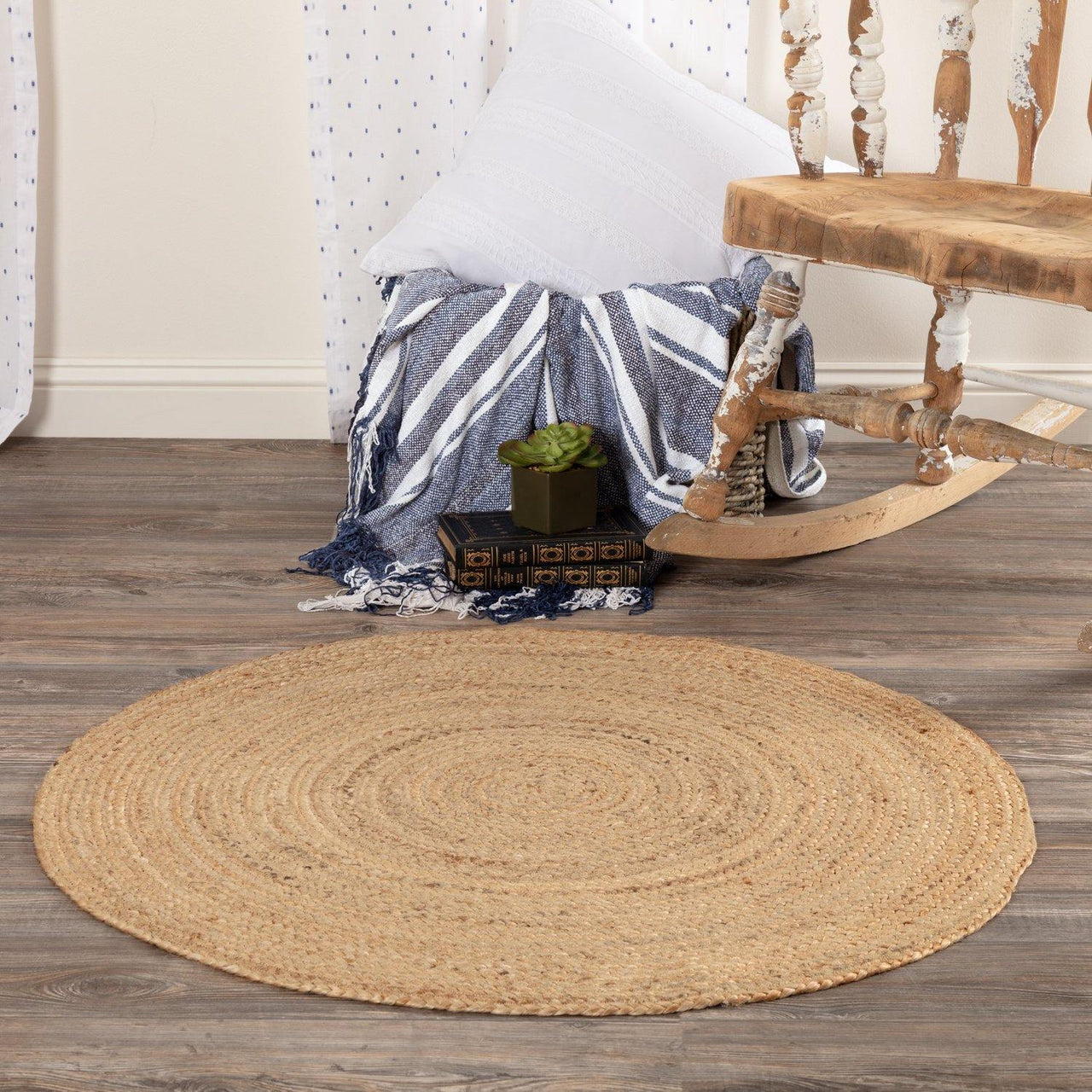 Harlow Jute Braided Rug Round 3ft with Rug Pad VHC Brands - The Fox Decor