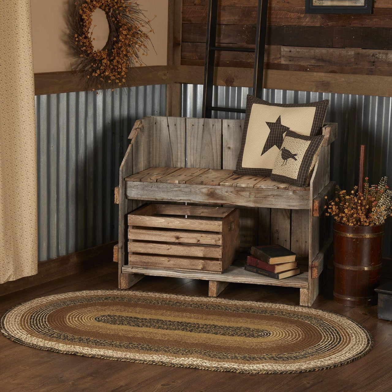 Kettle Grove Jute Braided Rug Oval 3'x5' with Rug Pad VHC Brands - The Fox Decor