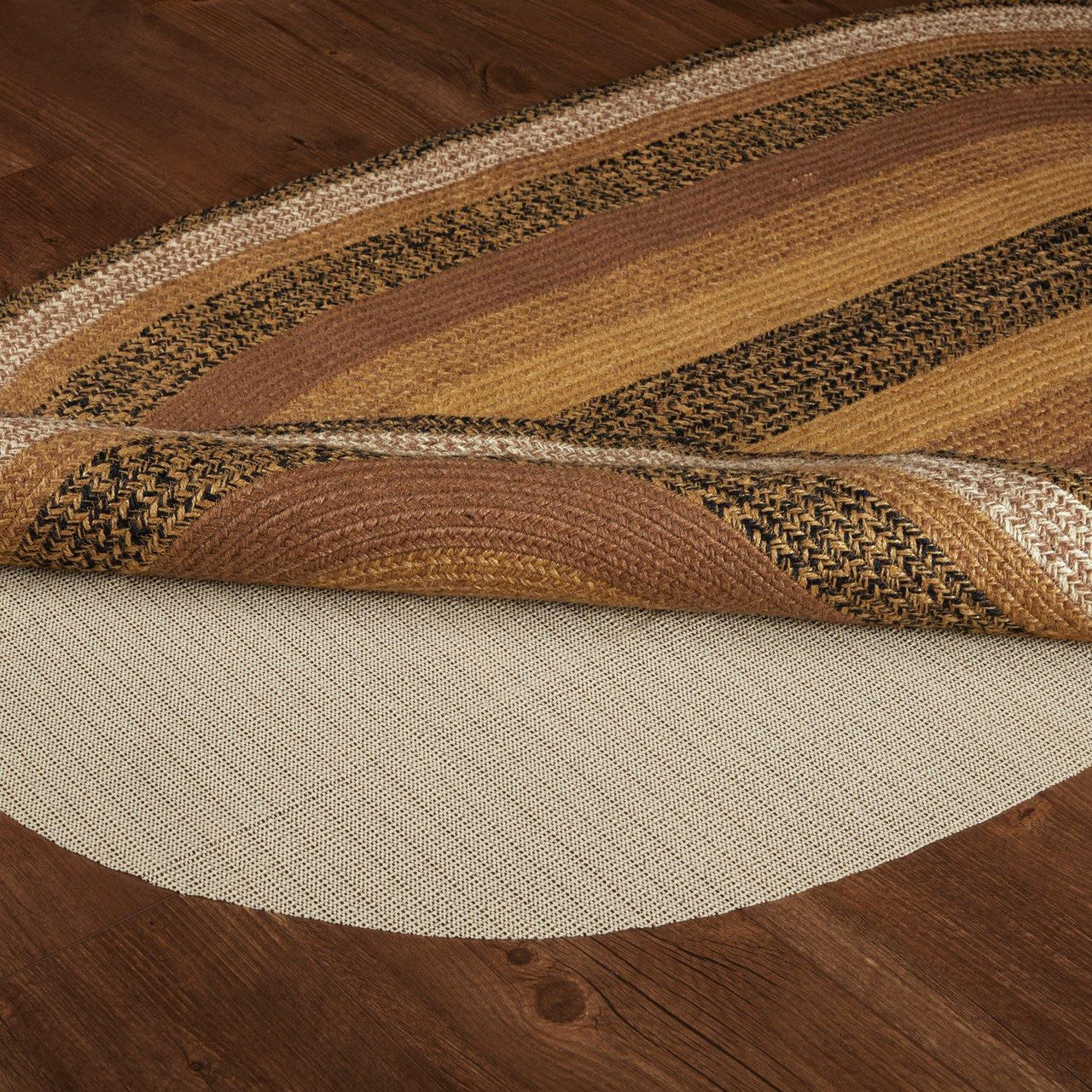 Kettle Grove Jute Braided Rug Oval 3'x5' with Rug Pad VHC Brands - The Fox Decor