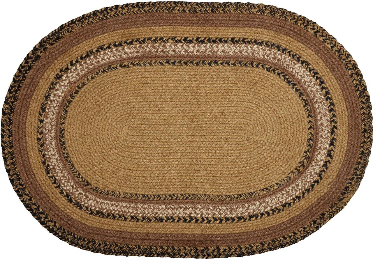 Kettle Grove Jute Braided Rug Oval Stencil Stars 20"x30" with Rug Pad VHC Brands - The Fox Decor