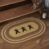 Thumbnail for Kettle Grove Jute Braided Rug Oval Stencil Stars 24