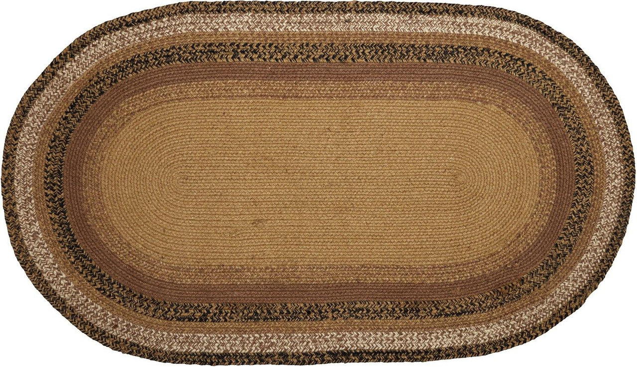 Kettle Grove Jute Braided Rug Oval Stencil Stars 27"x48" with Rug Pad VHC Brands - The Fox Decor