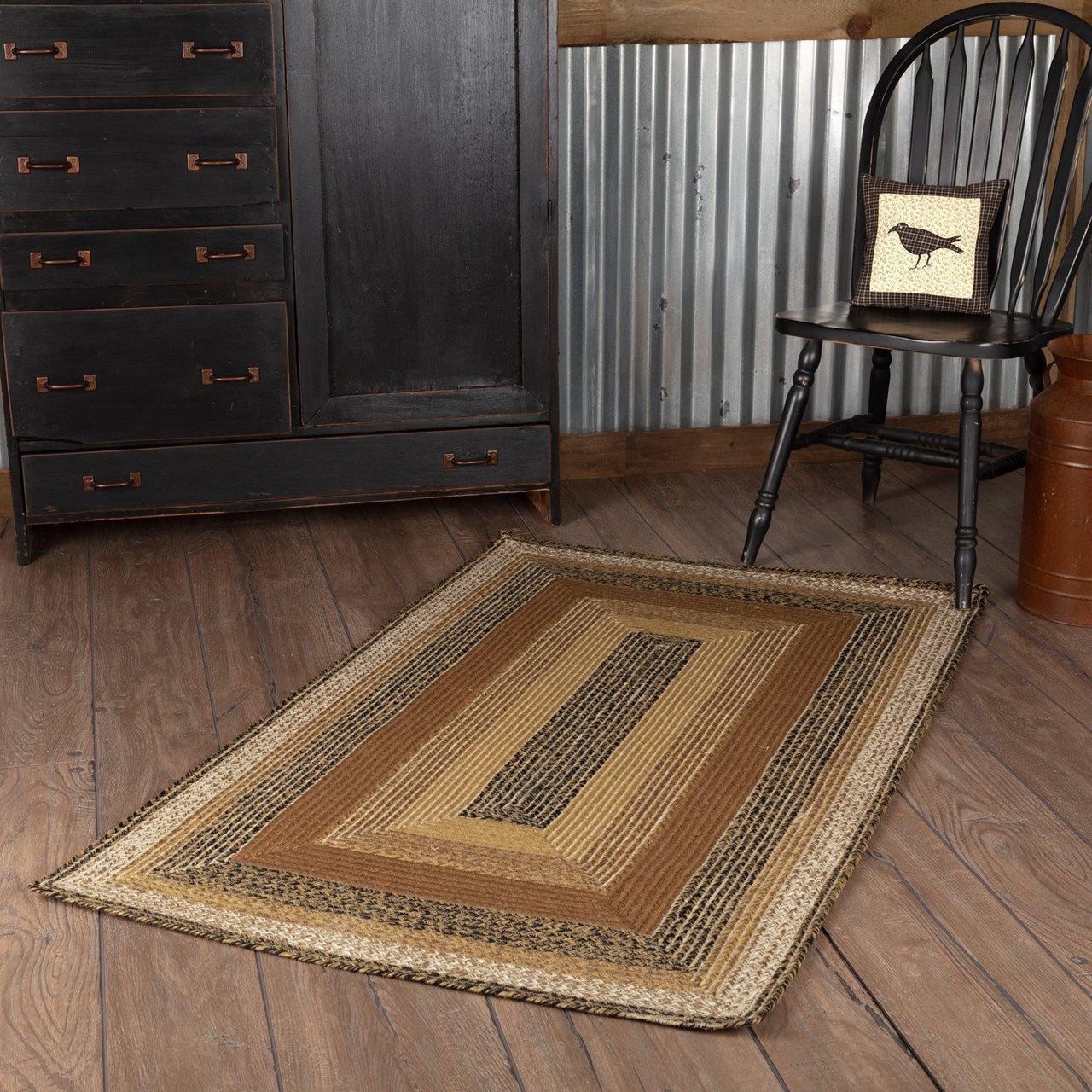 Kettle Grove Jute Braided Rug Rect 3'x5' with Rug Pad VHC Brands - The Fox Decor