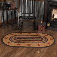 Thumbnail for Landon Jute Braided Rug Oval Stencil Stars 5'x8' with Rug Pad VHC Brands - The Fox Decor