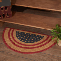 Liberty Stars Flag Jute Braided Rug Half Circle 16.5
