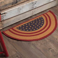 Liberty Stars Flag Jute Braided Rug Half Circle 16.5