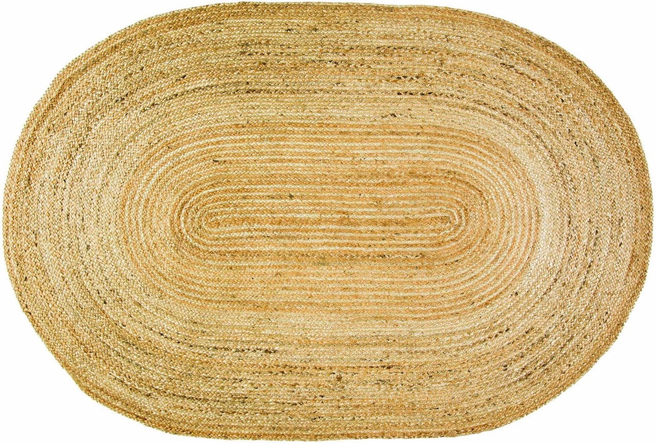 Natural Jute Braided Rug Oval 3'x5' with Rug Pad VHC Brands - The Fox Decor