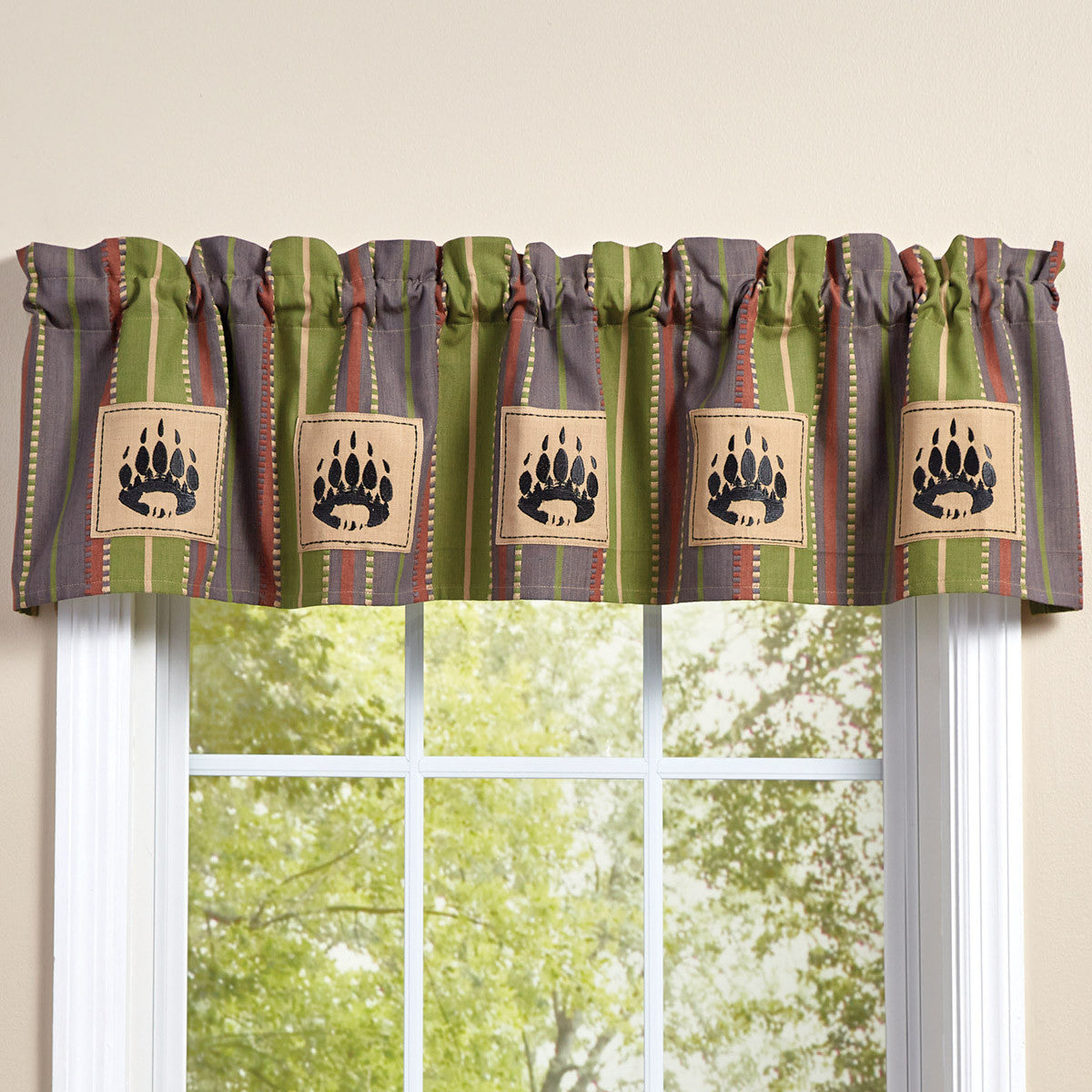 Shenandoah Stripe Lined Patch Valance 14" L - Park designs - The Fox Decor