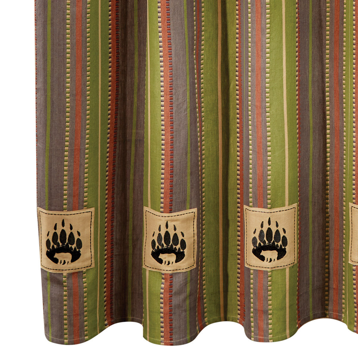 Shenandoah Stripe Bear Patch Shower Curtain 72" - Park Designs
