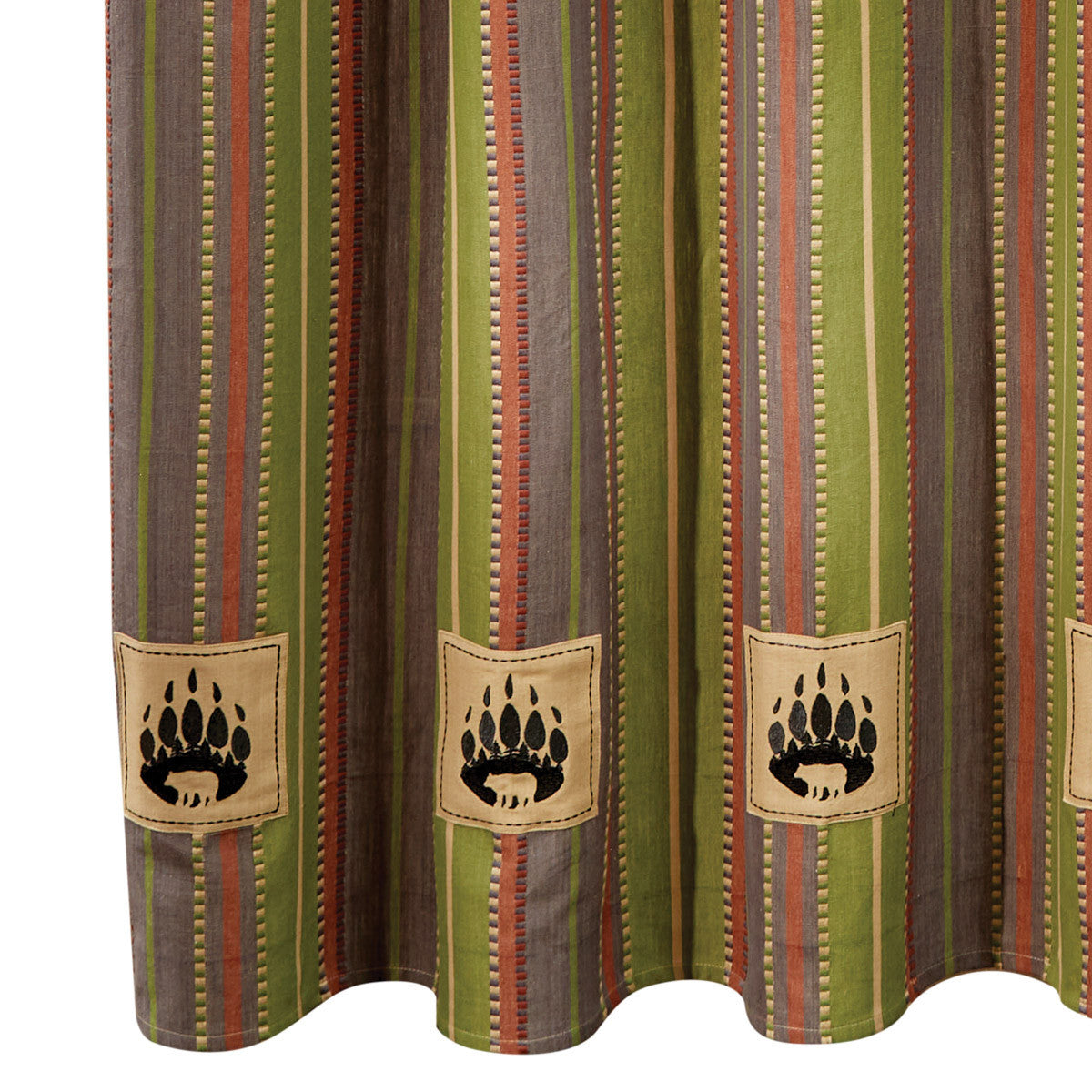 Shenandoah Stripe Bear Patch Shower Curtain 72" - Park Designs - The Fox Decor