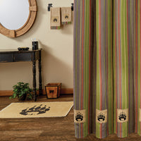 Shenandoah Stripe Bear Patch Shower Curtain 72