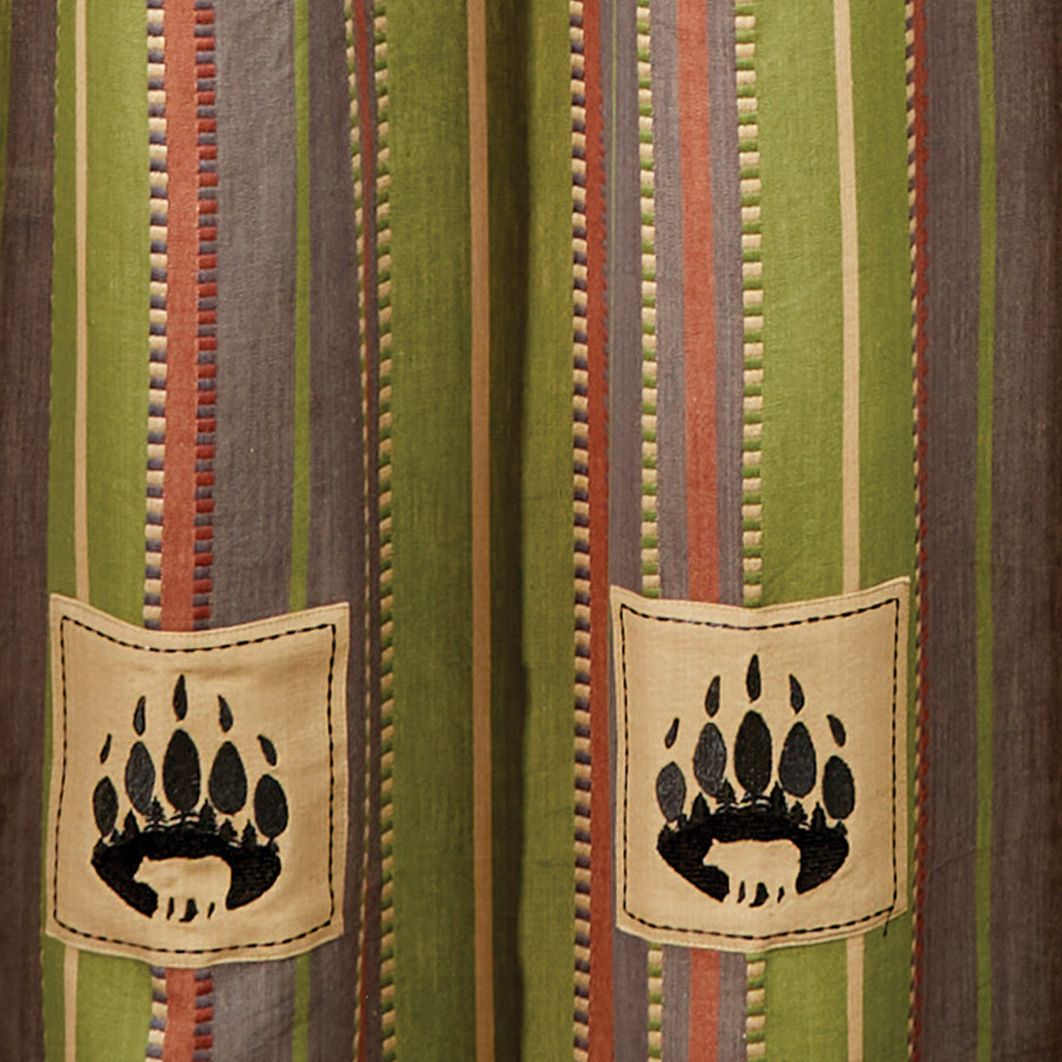 Shenandoah Stripe Bear Patch Shower Curtain 72" - Park Designs - The Fox Decor
