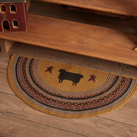 Thumbnail for Heritage Farms Sheep Jute Braided Rug Half Circle 16.5