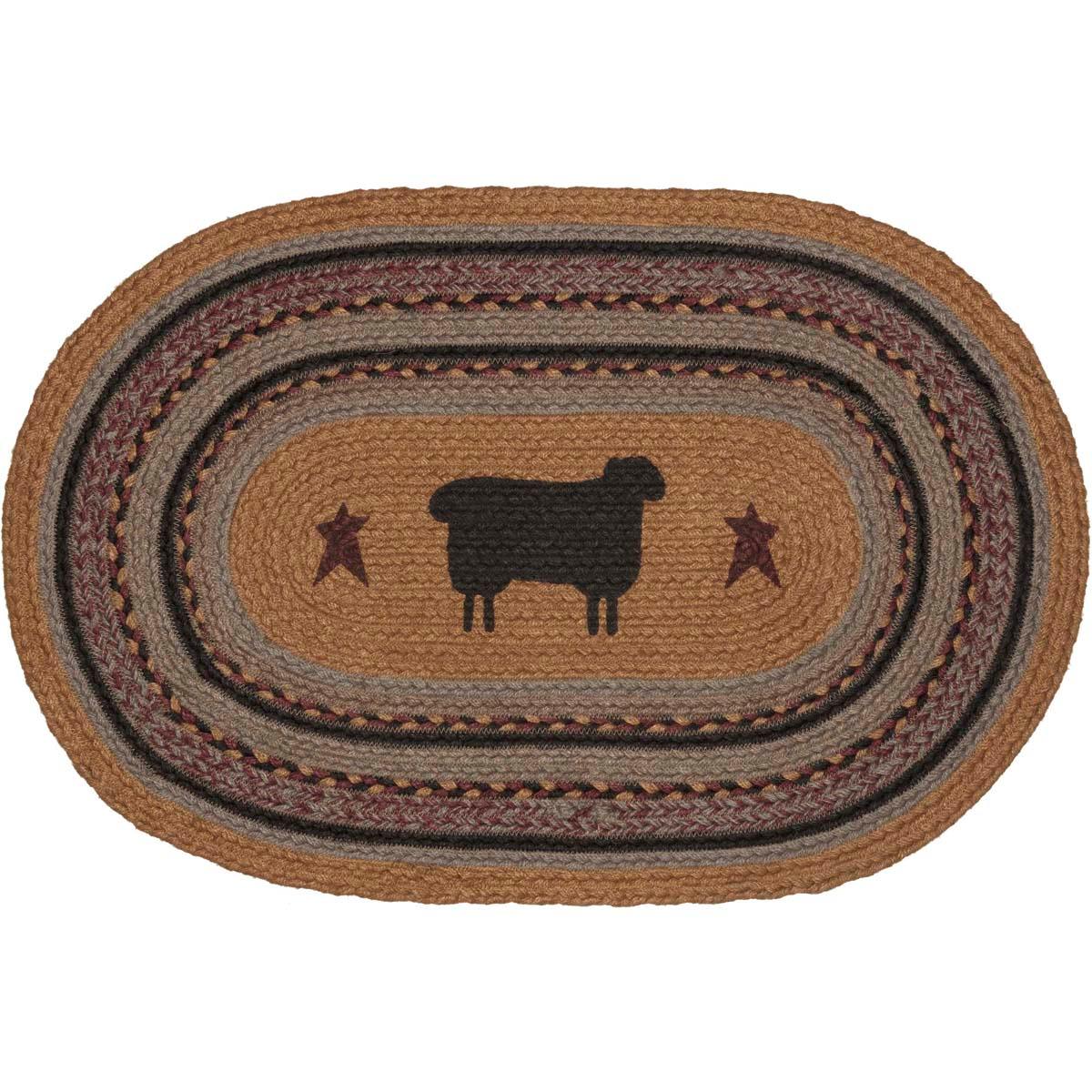 Heritage Farms Sheep Jute Braided Rug Oval 20"x30" with Rug Pad VHC Brands - The Fox Decor