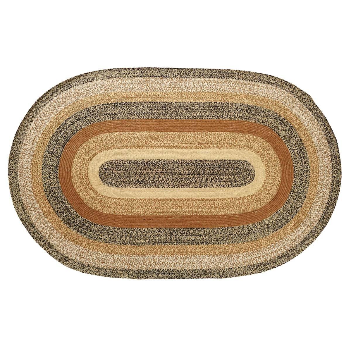 Kettle Grove Jute Braided Rug Oval 5'x8' with Rug Pad VHC Brands - The Fox Decor