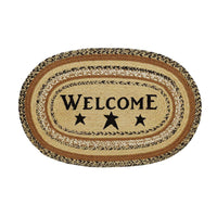 Thumbnail for Kettle Grove Jute Rug Oval Stencil Star Welcome 20