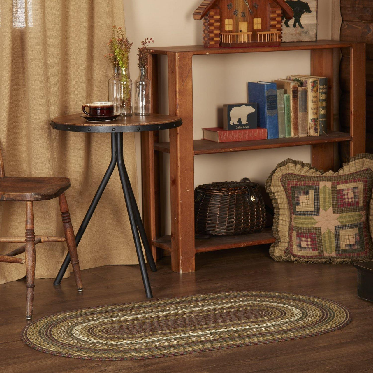 Tea Cabin Jute Braided Rug Oval 27"x48" with Rug Pad VHC Brands - The Fox Decor