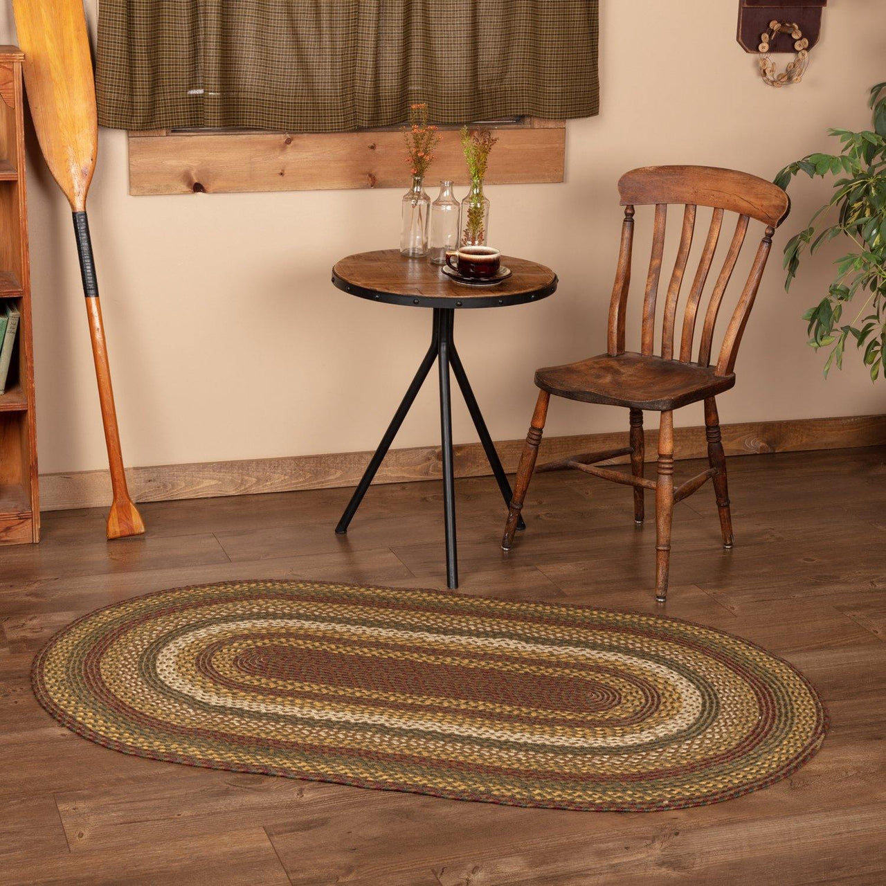 Tea Cabin Jute Braided Rug Oval 3'x5' with Rug Pad VHC Brands - The Fox Decor