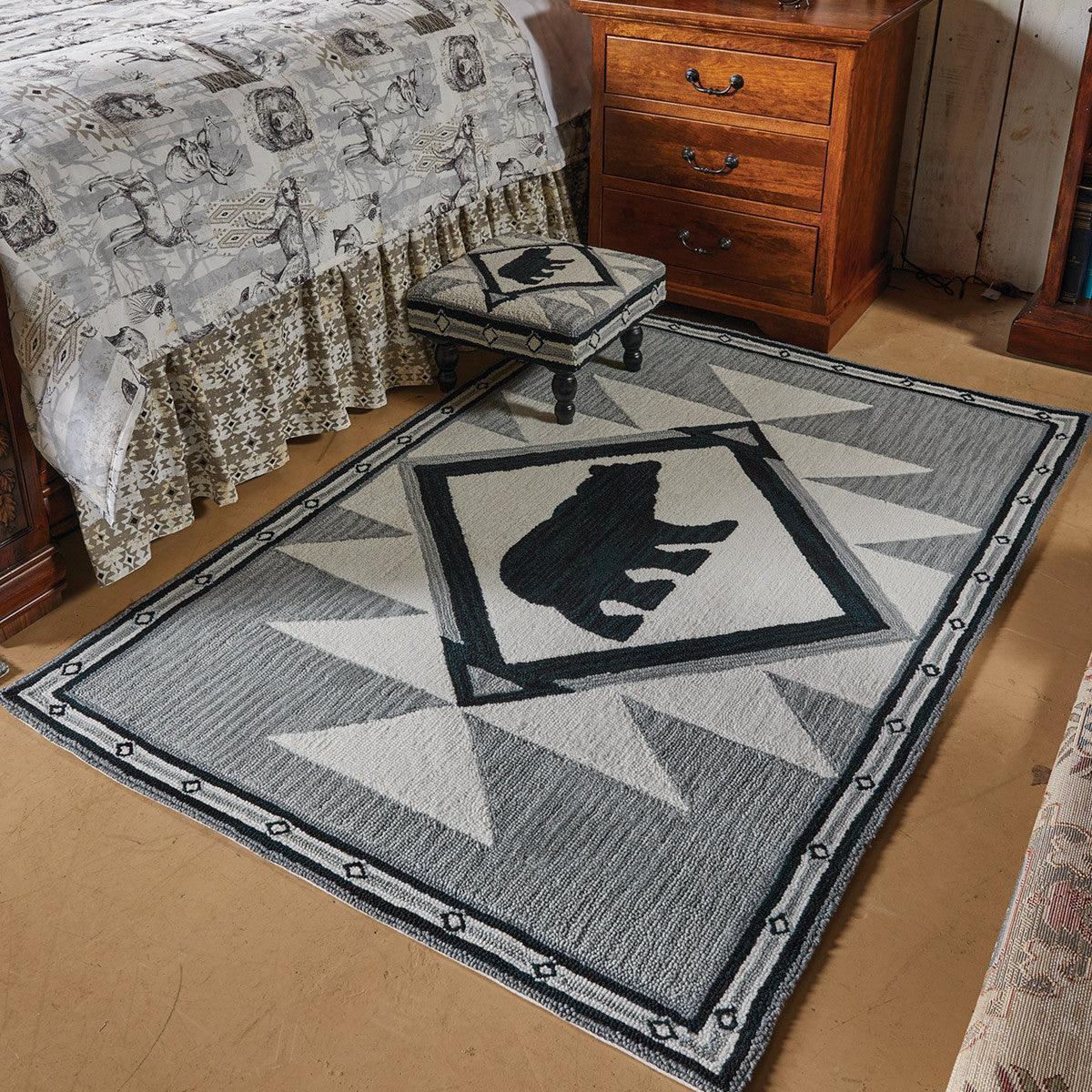 Tribal Hooked Rug Black, Gray Park Designs - The Fox Decor