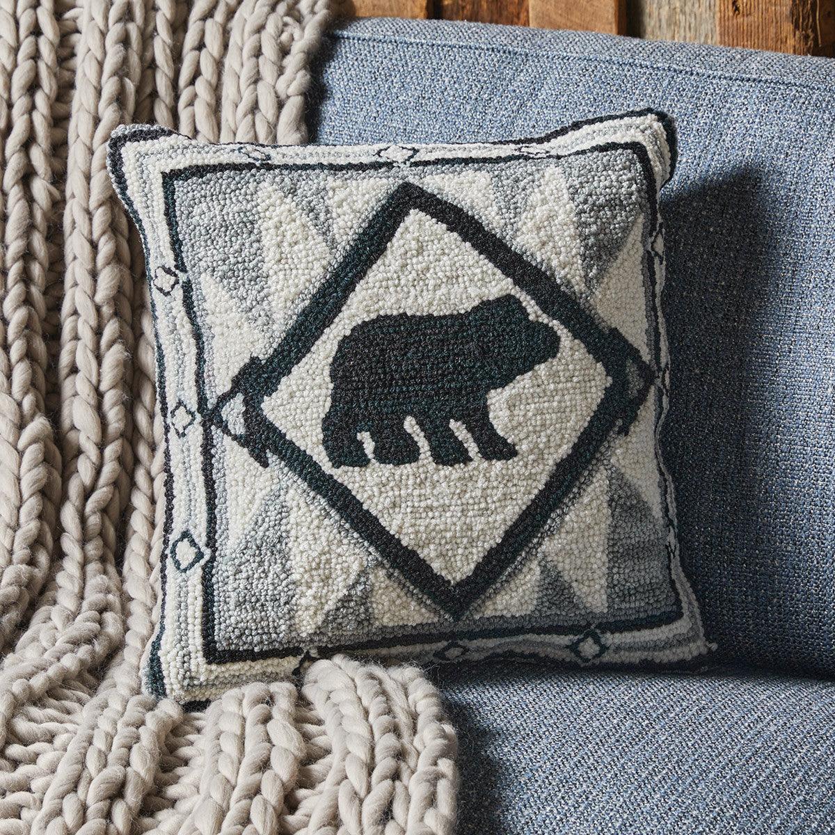 Tribal Hooked Pillow Polyester Fill 18"x18" - Park Designs - The Fox Decor