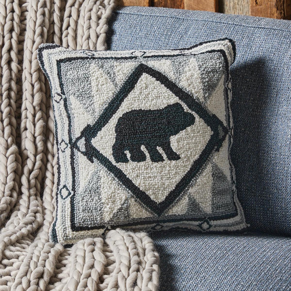 Tribal Hooked Pillow Feather Fill 18"x18" - Park Designs - The Fox Decor