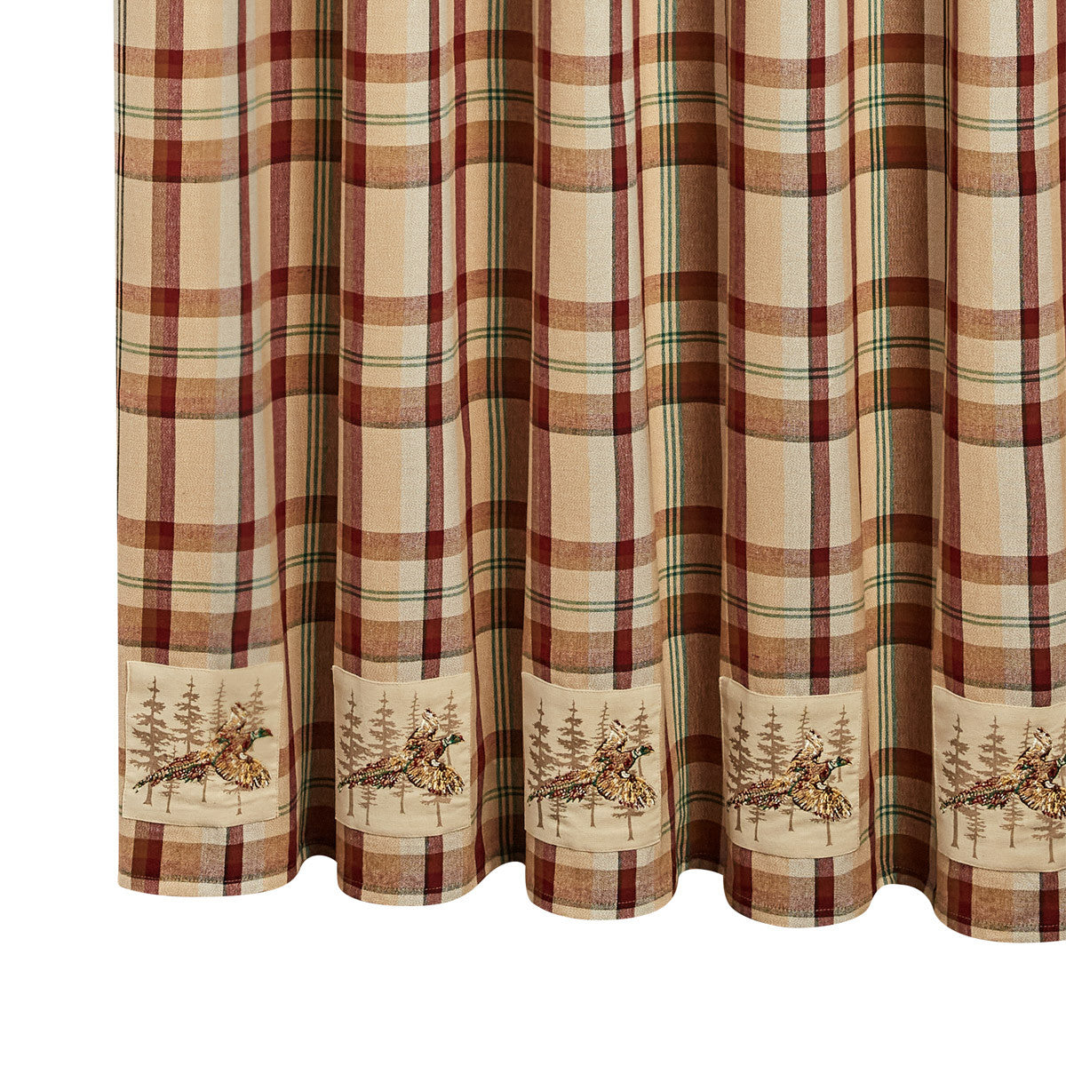 Gamekeeper Plaid Pheasant Patch Shower Curtain 72" X 72"  Park Designs