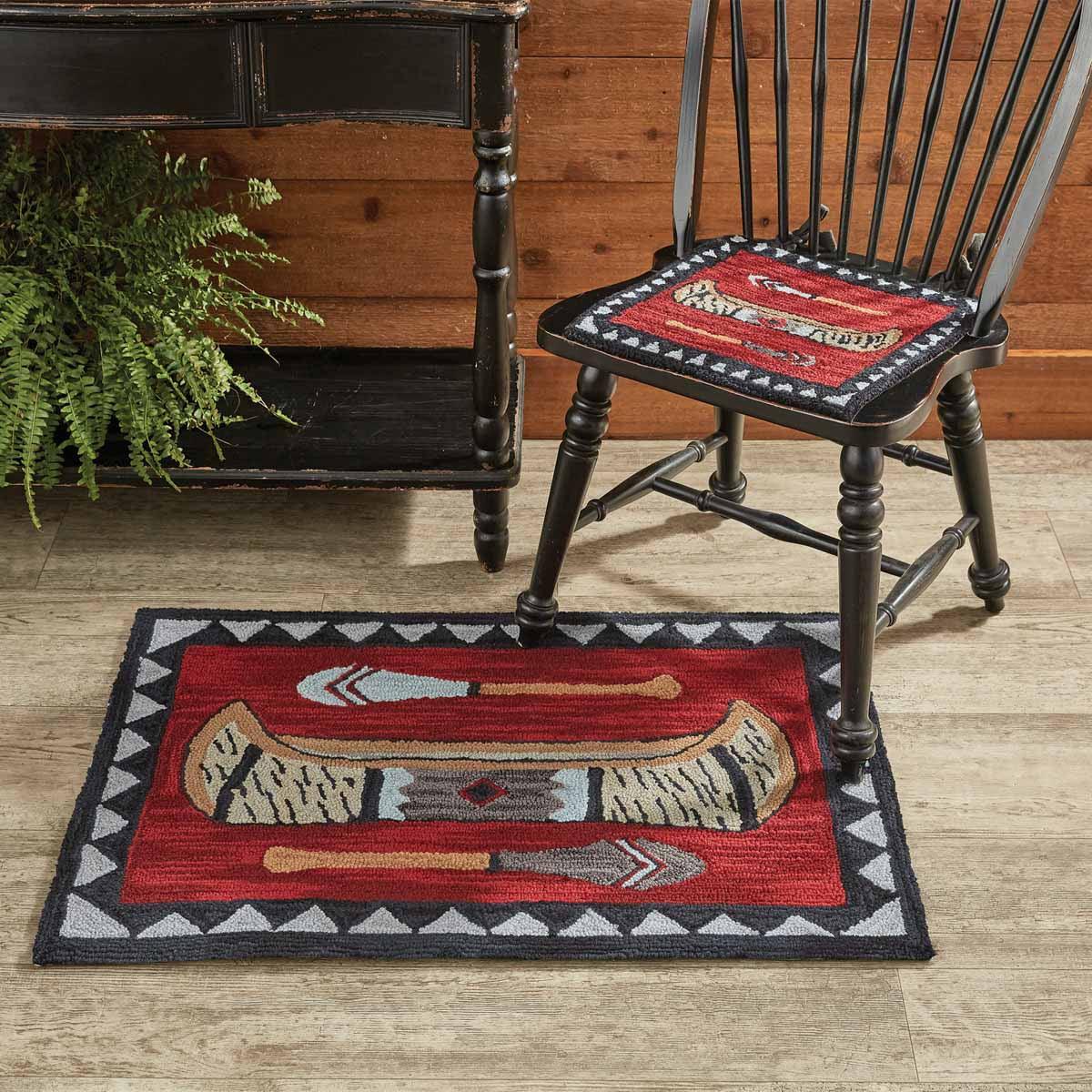 Wilderness Canoe Hooked Chair Pad Park Designs - The Fox Decor