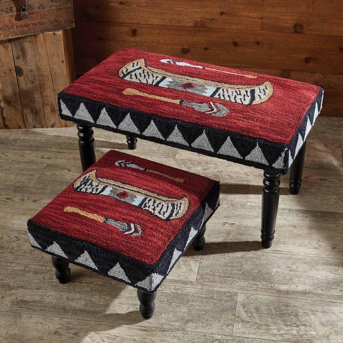 Wilderness Canoe Hooked Stool Park Designs - The Fox Decor