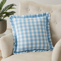 Thumbnail for Annie Buffalo Blue Check Ruffled Fabric Pillow 18x18 VHC Brands