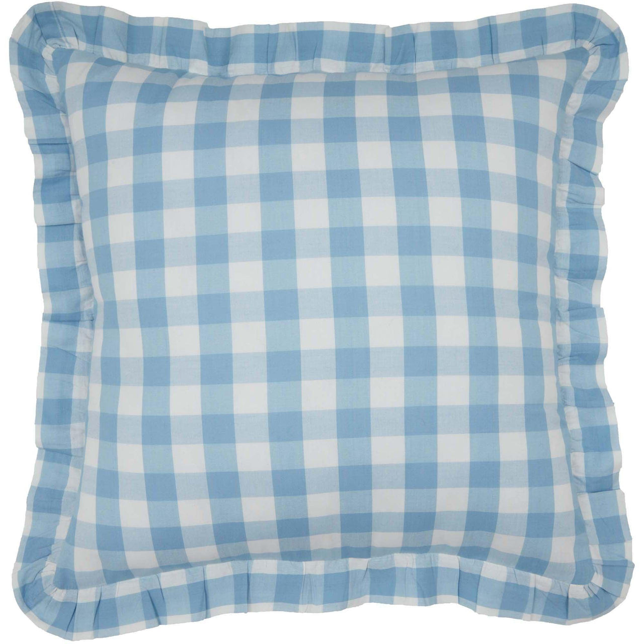 Annie Buffalo Blue Check Ruffled Fabric Pillow 18x18 VHC Brands
