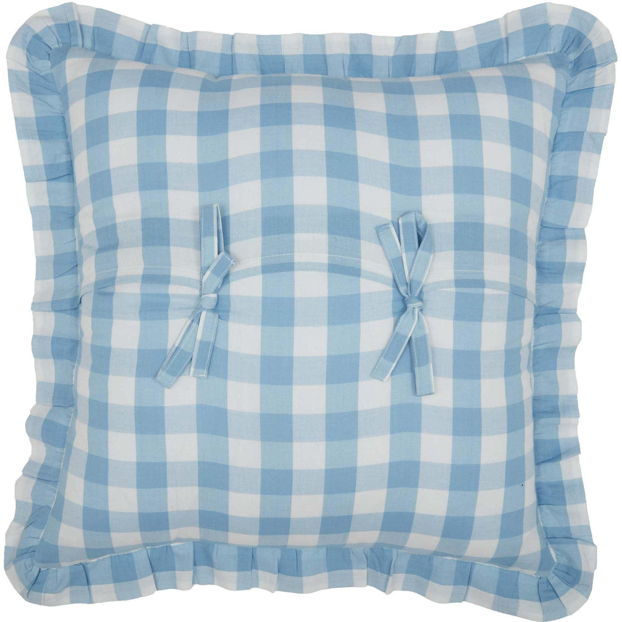 Annie Buffalo Blue Check Ruffled Fabric Pillow 18x18 VHC Brands
