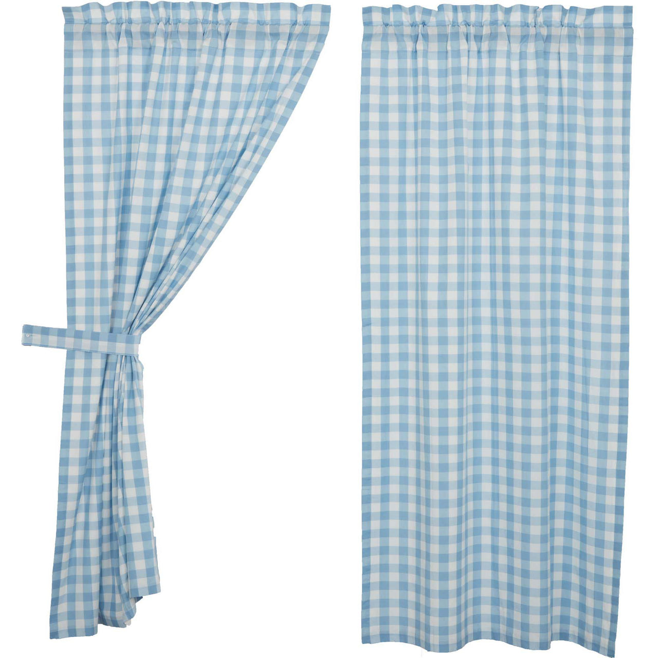 Annie Buffalo Blue Check Short Panel Set of 2 63x36 VHC Brands