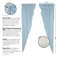 Thumbnail for Annie Buffalo Blue Check Prairie Long Panel Set of 2 84x36x18 VHC Brands - The Fox Decor