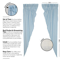 Thumbnail for Annie Buffalo Blue Check Prairie Long Panel Set of 2 84x36x18 VHC Brands