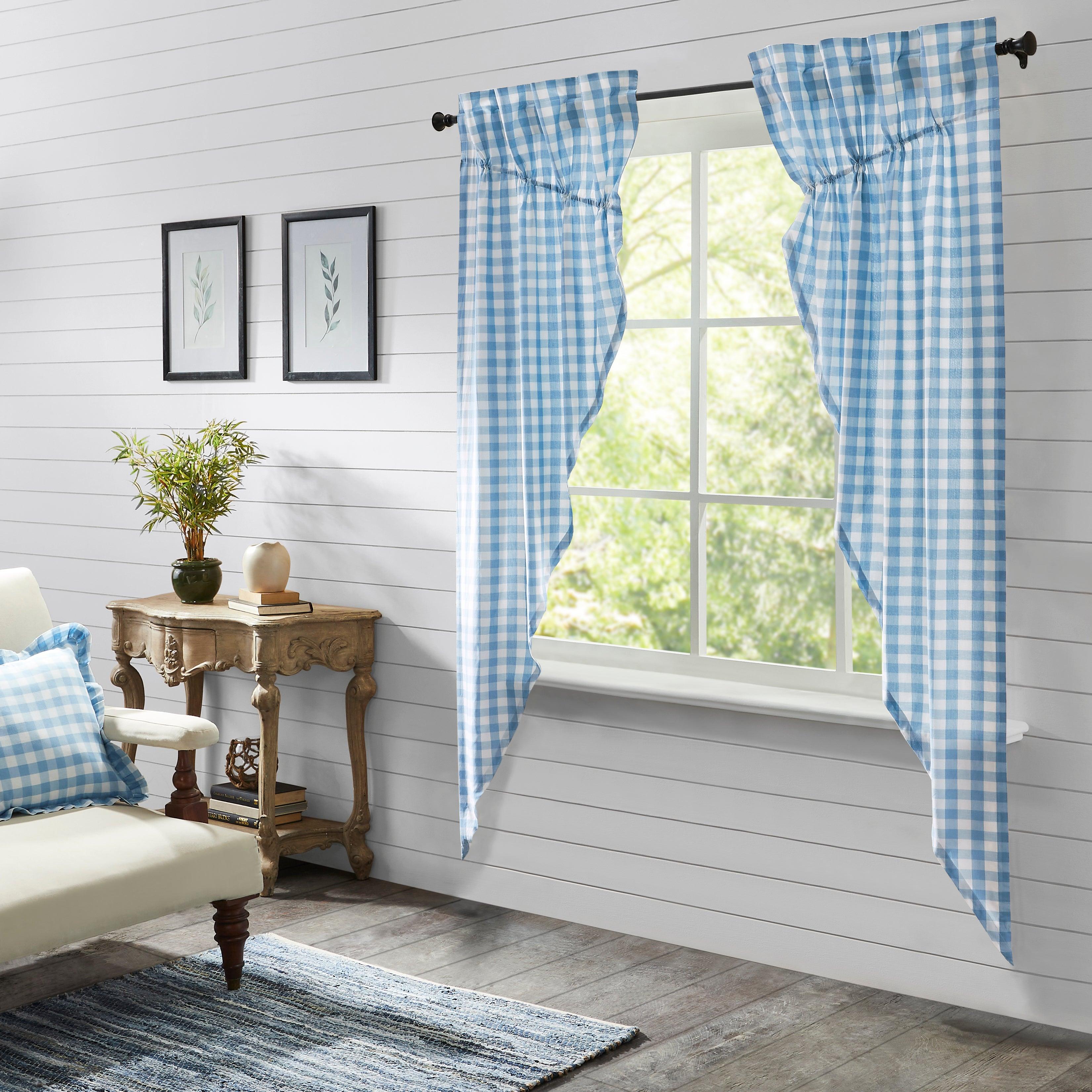 Annie Buffalo Blue Check Prairie Long Panel Set of 2 84x36x18 VHC Brands - The Fox Decor