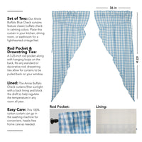 Thumbnail for Annie Buffalo Blue Check Prairie Short Panel Set of 2 63x36x18 VHC Brands