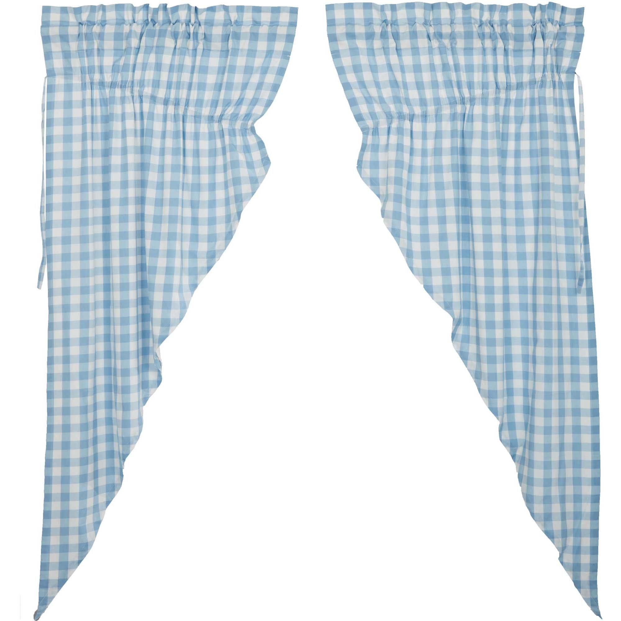 Annie Buffalo Blue Check Prairie Short Panel Set of 2 63x36x18 VHC Brands - The Fox Decor