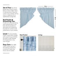 Thumbnail for Annie Buffalo Blue Check Prairie Swag Set of 2 36x36x18 VHC Brands