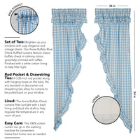 Thumbnail for Annie Buffalo Blue Check Ruffled Prairie Long Panel Set of 2 84x36x18 VHC Brands