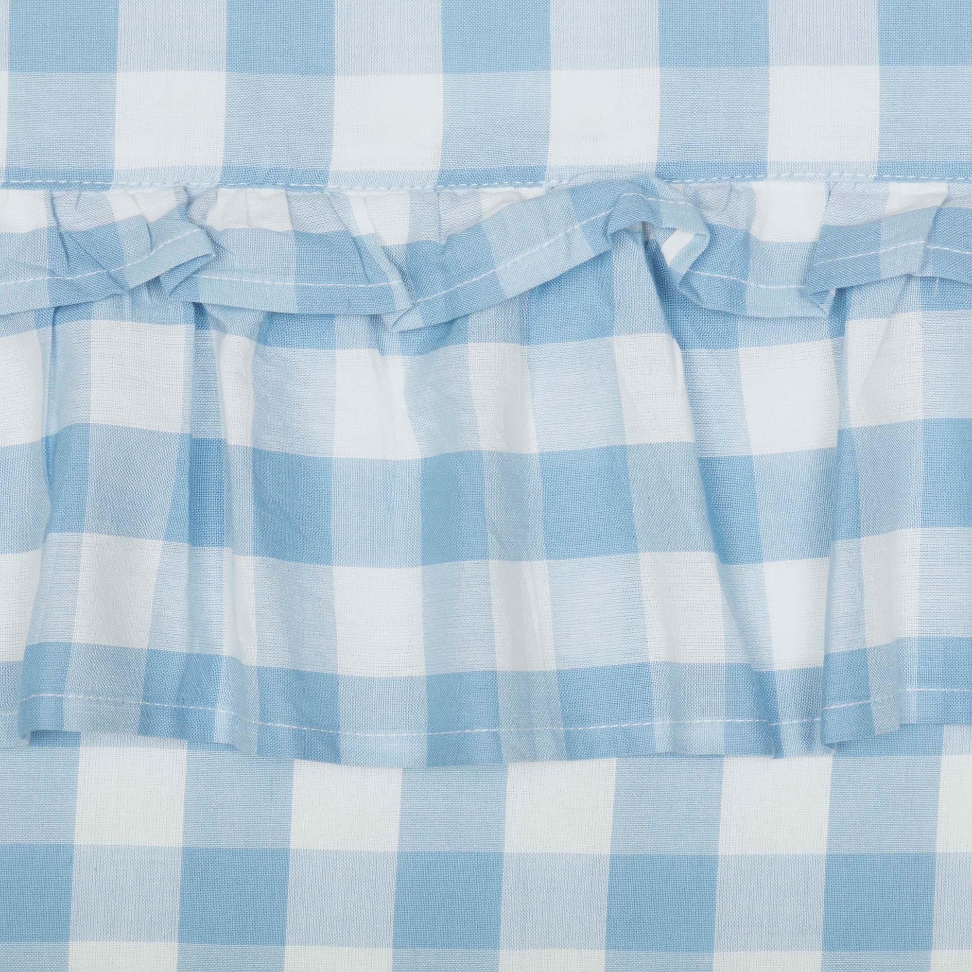 Annie Buffalo Blue Check Ruffled Prairie Swag Set of 2 36x36x18 VHC Brands - The Fox Decor