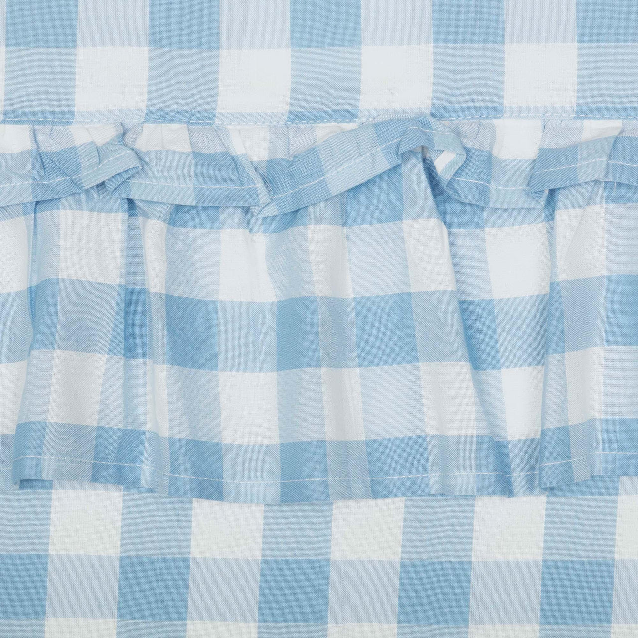 Annie Buffalo Blue Check Ruffled Prairie Swag Set of 2 36x36x18 VHC Brands