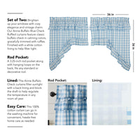 Thumbnail for Annie Buffalo Blue Check Ruffled Swag Set of 2 36x36x16 VHC Brands - The Fox Decor