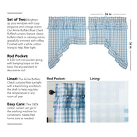 Thumbnail for Annie Buffalo Blue Check Ruffled Swag Set of 2 36x36x16 VHC Brands