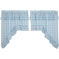 Thumbnail for Annie Buffalo Blue Check Ruffled Swag Set of 2 36x36x16 VHC Brands